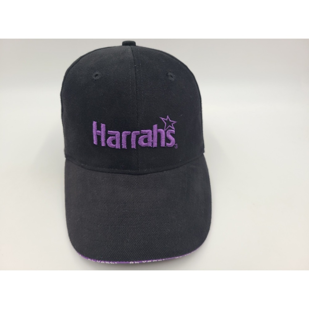 Women‎ Harrahs Tunica Casino & Hotel Strapback Adjustable Hat Cap Black Purple